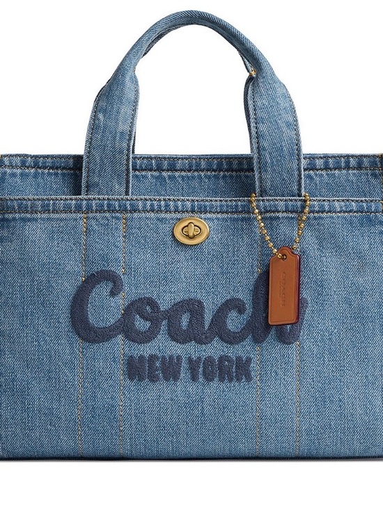 Coach Handbags - Coach Denim Blue Canvas Tote with Brown Leather Tag